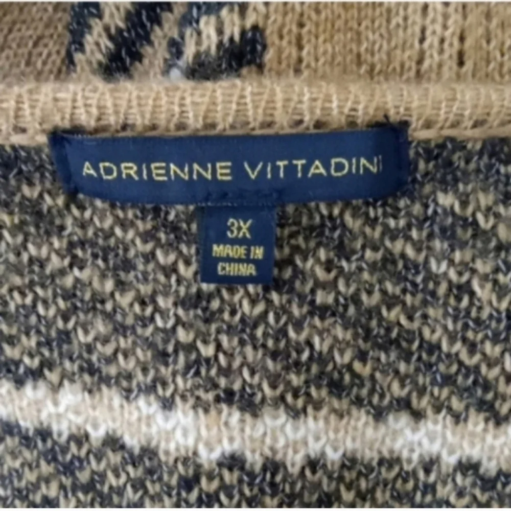 Adrienne Vittadini Fringed Plaid Cardigan/Open Front Duster Size 3X